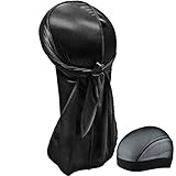 Hairizone Silky Durag Headwrap Doo Herren Wellen (Schwarz + 1 Kapuze)