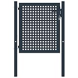 Festnjght Gartentor Metall 102x125 cm Gartentür Zauntor Hoftor Tür Tor Zauntür Einfahrtstor Gartenpforte Einzeltor Pforte Abschließbar mit Pfosten Schloss Schlüssel Anthrazit S