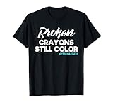 Zerbrochene Buntstifte PTSD Stress Teal Ribbon T-S