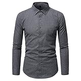 Buby Herren Langarm Revers Button Up Slim Fit Anzüge Business Hemden Vertikal Gestreift Einfache Klassische Strickjacke Pullover Tops Männer Formell Business Polyester Baumwolle Leichtes Büro T-S