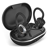 COMISO Bluetooth Kopfhörer, True Wireless Kopfhörer In Ear Bluetooth 5.0 mit Mikrofon, Stereo-Tiefbass, IPX7 Wasserschutz Loud Voice Sport-Ohrhörer für Sport Fitness Joggen Reisen Arbeit (Schwarz)