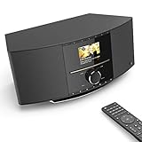 Hama Internetradio mit CD-Player & DAB+ (Smart Radio WLAN/Digitalradio/UKW/CD/Bluetooth/USB/AUX, Spotify/Amazon Music, Multiroom, 40W, Farbdisplay, Fernbedienung/gratis App, Radio-Wecker) WLAN-R