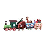 Herbests 4 Stück Holz Weihnachtszug Zugspielzeug Weihnachtsspielzeug Holzeisenbahn Spielzeugeisenbahn Weihnachtsdeko Haus Deko Spielzeug Ornamente Kinder Mädchen Jungen Grü