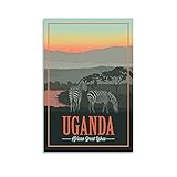 GNKIO Vintage Travel Poster Uganda Poster Dekorative Malerei Leinwand Wandkunst Wohnzimmer Poster Schlafzimmer Malerei 08x12inch(20x30cm)