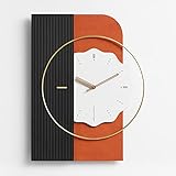 SUHETI Einfach Rechteck Wanduhr, Nicht tickend Leise Uhren, Retro Genau Uhren, Leicht zu lesen, für Küche Wohnzimmer Schlafzimmer,Orang