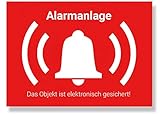 SOTRO Alarmanlage Aufkleber Alarmgesichert Sticker Innen & Außen mit UV-Schutzlaminat, Warnaufkleber Alarm Aussenklebend, Hinweis Alarmanlage (1 Stück)