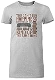 Books is The Same As Happiness Damen T-Shirt Kleid Lang Grau Rundhals Leichtes Lässiges Kurzarm Women's Grey Crew Neck Casual Short S