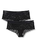 Amazon-Marke: Iris & Lilly Damen Taillenslip Crochet Lace Hipster, 2er Pack, Schwarz (Black), L, Label: L