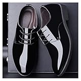 XUXIU. Männer Kleid Schuhe Männer Formale Leder Spitzer Zehe Schuh Hochzeit Schuhe Männer Business Casual Oxford Schuhe (Color : Black, Shoe Size : 7.5)