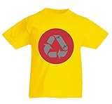 T-Shirt Skateboard- RECYCELN- Symbol- JUNG- Lebensstil- Deck- Jugend- Vektor- Kreis- ROT- GRAU in Gelb für Herren- Damen- Kinder- 104-5XL