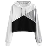 XIANO Damen Frauen, Teenager Mädchen Bauchfrei Kapuzenpullover Gedruckt Langarm Kurz Hoodie Sweatshirt Crop Pullover Tops Langarmshirt Top Mit Kapuzen Hoodies Sweater Casual Sp