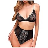 Orgrul Erotic Weihnachts Lingerie Reizwäsche Strapse Dessous Set Negligee Reizvolle Baby Dolls Kostüm Wäsche Unterwäsche Nachtwäsche für Damen mit G-String Strumpfhalter Gürtel 4E4 (XXL, Schwarz)