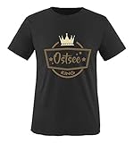 Comedy Shirts - Ostsee King - Krone - Herren T-Shirt - Schwarz/Hellbraun-Beige Gr. 5XL