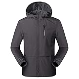 Rumity Herren Outdoorjacke Wasserdicht-Atmungsaktiv Fahrrad-Leicht Regenjacke: Große Größen Dünn Mit Kapuze Bike Wandern Regen Jacke Übergangsjacke Windjacke Funktionsjack