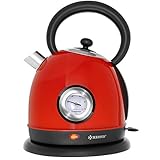 KESSER® Wasserkocher Edelstahl | 2200W | BPA frei | 1,8 Liter | Retro Design | Überhitzungsschutz | Teekocher Teekessel Kocher | Cool-Touch-Griff | kabellos | Temperaturanzeige | R