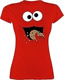 Karneval & Fasching Kostüm Outfit - Keks-Monster - M - Rot - Karneval Shirt - L191 - Tailliertes Tshirt für Damen und Frauen T-S