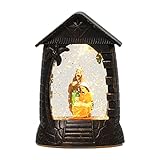 Gereton Krippenlaterne, Wasserlaterne, Weihnachtslaternen, batteriebetriebene winkelbeleuchtete Wasserlaterne mit wirbelndem Glitzer, beleuchtete Krippe für Festschmuck
