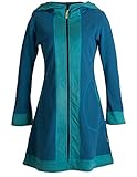 Vishes- Alternative Bekleidung - Weicher Eco Fleecemantel für den Übergang mit großen abgesetztenTaschen türkis 40-42