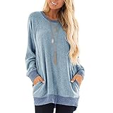 MLOK Damen Grobstrick Pullover Casual Stricken Sweater Lange Ärmel Pulli Farbblock Sweatshirt Elegant Jumper Rundhals Lose Oberteile Herbst Winter Outwear für F