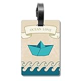 Papier-Faltboot Ocean Love Sea Sailing Cruise Koffer Bag Tag Tourister Identifikationsetik