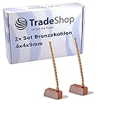 2x Trade-Shop Bronze-Kohlen Kohlebürsten 4 x 4 x 9mm 12-24 Volt für verschiedene KFZ-Motoren Rolltor Garagentor Antriebe Lichtmaschine Wasserpump