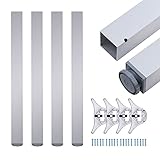 sossai® exklusiv - Tischbeine aus Aluminium | höhenverstellbar | Tischfüße TBE | Ausführung: Alu, eloxiert, Vierkant Profil 6x6 cm | Set: 4 Stück | Höhe: 71 cm (710 mm), einstellbar + 2