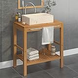 Badezimmer-Waschtisch mit Waschbecken, bodenstehendem Waschbeckenschrank und Waschbecken Badezimmer-Waschtischunterschrank aus massivem Teakholz mit Waschbecken Marmor C