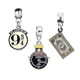 Harry Potter Versilbertes Charm-Set – Hogwart's Express, Zugticket, Plattform 9 3/4 von The Carat Shop