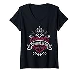 Damen Prinzessin des Tages Tattoo Herz Schnörkel Verzierung Liebe T-Shirt mit V