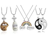 XHBTS 6 Stück Regenbogenwolke Anhänger Halsketten Kinder BFF Forever Friendship Schmuck für Mädchen Süße Milch und Cookie / Yin Yang Anhänger Halskette für Geburtstagsgeschenk