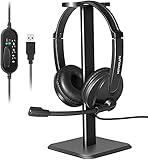 Kithouse PC-Headset mit Mikrofon USB Business Office-Headset Computerkopfhörer mit Soundkarte zur Rauschunterdrückung, für Skype, Online-Webinar, Call Center, Videokonferenz, mit Headset-S