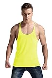 YAKER Herren Fitness Gym Tank Top Singlet Bodybuilding Stringers ärmelloses Muskelshirt, gelb, X-Groß