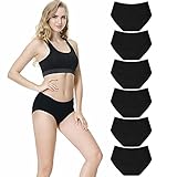 TUUHAW Damen Unterhosen Baumwolle Slips Mehrpack Hipster Bequeme Unterwäsche 6er Pack Schwarz 2XL