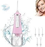 sZeao Munddusche Elektrisch Für Zahnreinigung Munddusche Kabellos Wasser Flosser Zahnzwischenraumreiniger Mit 3 Modi Und 5 Düsen IPX6 Wasserdicht 300ML Zahnreiniger,R