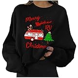 XINMINGREN Sweatshirt Damen Langarm Casual Weihnachten Langarmshirt Rundhals Farbblock Pullover Bluse Tops Oberteile für Herbst Winter Pullover Herbst Winter Bluse Tops Ob