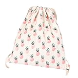 Lumanuby 1 Stück Turnbeutel Mode Beutel Praktisch Drawstring Bag Durable Canvas Material Rucksack Reihe von Pflanzen Druck Kordelzug Tasche Größe: 34.5 * 40cm Ananas B