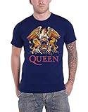 Queen T Shirt Classic Crest Band Logo Nue offiziell Herren Navy B