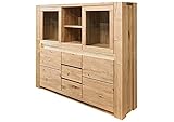MASSIVMOEBEL24.DE Highboard Wildeiche 163x40x142 Bianco geölt Kent #205