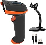 Tera Kabelloser Handheld-Barcode-Scanner 1D Laser Wireless und USB-Wired mit Halterung, Akkustandsanzeige, Akku 2000mAh und Ergonomischem Design, Patent-Nr. EU008489413, Upgrade-Modell 5100-Z