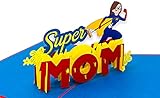 LuckeeCards® 3D Muttertagskarte - Super Mom - Die Heldin meines Lebens -handgefertigte Pop Up Karte - Für die beste Mama der Welt - Geschenk zum Muttertag