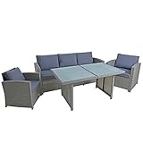 ESTEXO Polyrattan Sitzgruppe Gartenmöbel Set Rattanlounge Lounge Set Essgruppe Rattan Gartenset Loungeset Gartenmöbelset (Grau-Mix)