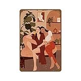 Queer Feminist Poster Gay Lesben Kunstdruck LGBTQ Poster Lesben Illustration Druck Gay Couple Wall Art Peaceful Art Print Novelty Retro Vintage Auto Nummernschild Blechschild Metallschild 20 x 30