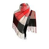 Wszbdoh Damenschal Gestreifter Karierter Schal Eleganter Karoschal Damen Warmer Und Bequemer Herbstschal Winterschal 8 Stil Halstücher Mädchen Halstuch Schal(Pink)