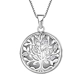 YL Lebensbaum Medaillon Silber Kette Medaillon Zum Öffnen für Bilder Silber 925 Baum Des Lebens Halsk