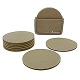 Filz Untersetzer für Gläser/Flaschen rund im 6er Set beige mit Aufbewahrungs Box - Untersetzer Gläser - abwaschbar - Glasuntersetzer aus Filz Glas Cocktail Bar - Premium Q