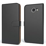 EAZY CASE Tasche kompatibel mit Samsung Galaxy A5 (2016) Schutzhülle mit Standfunktion Klapphülle Bookstyle, Handytasche Handyhülle mit Magnetverschluss und Kartenfach, Kunstleder, Schw