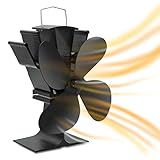 EINFEBEN 4 Blättern Kaminventilator, Ofenventilator hitzebetrieben， Umweltfreundlich Friendly Kamin Ventilator für Kaminöfen, leiser Betrieb Ventilator mit magnetischem T