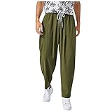 Herren Herbst einfarbig lockere Freizeithose mit Seilbaumwoll- und Leinenhose Herren Herbst Einfarbig Lose Freizeithose Mit Seil Baumwolle Und L