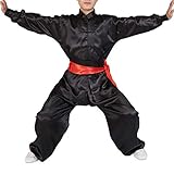Yudesun Kampfsport Bekleidung Unisex Erwachsener Kind Trainingsbekleidung Sets - Chinesische Tradition Tai Chi Wushu Kleidung Jungen Mädchen Leistung Kostüm Kung Fu Uniform Schwarz 160