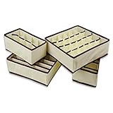 OMKMNOE 4 Stück Aufbewahrungsboxen Mit Deckel Unterwäsche Organizer für Faltbare Schubladen Organizer zum Aufbewahren von Socken, Schals, Büstenhalter,G